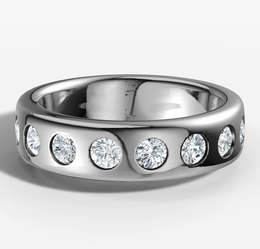 Hammer Set Flat Band With 0.12ct round brilliant cut diamonds