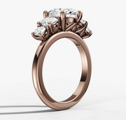 Five Stone Engagement Ring with Oval Cut Diamond