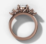 Five Stone Engagement Ring with Oval Cut Diamond