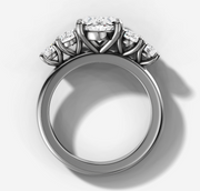 Five Stone Engagement Ring with Oval Cut Diamond