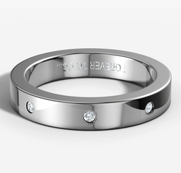 Hammer Set Flat Band With 0.01ct round brilliant cut diamonds