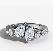 Pear Diamond Offset Ring | Jewelverra