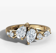 Pear Diamond Offset Ring | Jewelverra