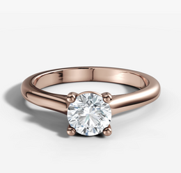 Cathedral Solitaire Engagement Ring with Round Brilliant Cut Diamond