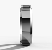 Bezel Set Diamond Band Engagement Ring with Radiant Cut Diamond