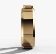 Bezel Set Diamond Band Engagement Ring with Radiant Cut Diamond