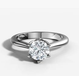 Cathedral Solitaire Engagement Ring with Round Brilliant Cut Diamond