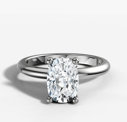Hidden Halo Signature Solitaire Engagement Ring with Cushion Cut Diamond