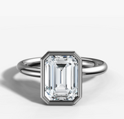 Bezel Emerald Diamond Ring | Jewelverra