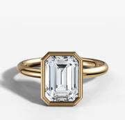 Bezel Emerald Diamond Ring | Jewelverra