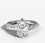 Floating Diamond Pear Cut Ring | Jewelverra