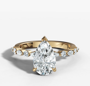 Floating Diamond Pear Cut Ring | Jewelverra