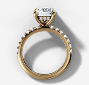 Hidden Halo Petite Shared Prong Diamond Engagement Ring with Emerald Cut Diamond