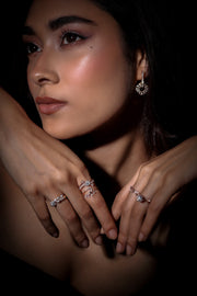 White Gold Floral Diamond Ring – Modern Cluster Design | JewelVerra