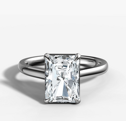 Cathedral Solitaire Engagement Ring with Radiant Cut Diamond