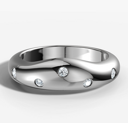 Hammer Set Dome Band With Round Brilliant Cut Diamonds