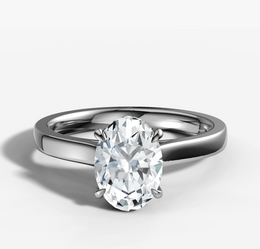 Hidden Halo Cathedral Engagement Ring with Oval Cut Diamond
