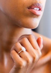 Oval Halo Diamond Band Ring | Jewelverra