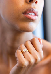 East West Emerald Diamond Ring | Jewelverra