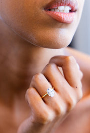 Hidden Halo Oval Solitaire Ring | Jewelverra