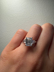 Trapezoid Trilogy Emerald Diamond Ring | Jewelverra