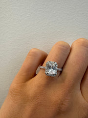 Signature Halo Diamond Engagement Ring with Emerald Cut Diamond