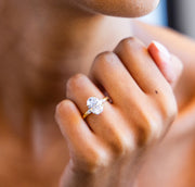 Marquise Trilogy Twist Diamond Engagement Ring with Oval Cut Diamond