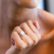 Petite Halo Emerald Diamond Ring | Jewelverra