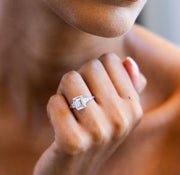 Trapezoid Trilogy Emerald Diamond Ring | Jewelverra