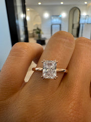 Double Claw Radiant Diamond Ring | Jewelverra