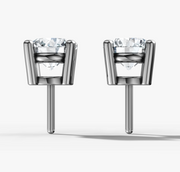 Four Claw Round Diamond Stud Earrings
