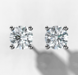 Four Claw Round Diamond Stud Earrings