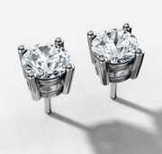 Four Claw Round Brilliant Cut Diamond Studs