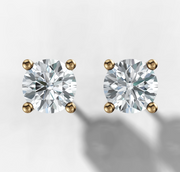 Four Claw Round Diamond Stud Earrings