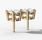 Four Claw Round Brilliant Cut Diamond Studs