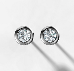 Bezel Set Round Diamond Stud Earrings