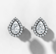 Pear Halo Stud Earrings | Jewelverra