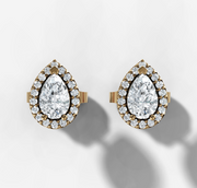 Pear Halo Stud Earrings | Jewelverra