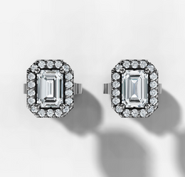 Emerald Halo Stud Earrings | Jewelverra