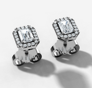 Emerald Halo Stud Earrings | Jewelverra