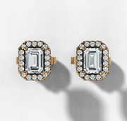 Emerald Halo Stud Earrings | Jewelverra