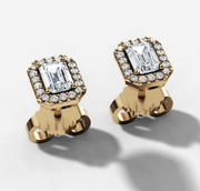 Emerald Halo Stud Earrings | Jewelverra