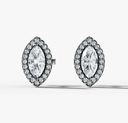 Marquise Halo Stud Earrings | Jewelverra