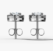 Round Diamond Halo Stud Earrings | Jewelverra