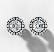 Round Diamond Halo Stud Earrings | Jewelverra