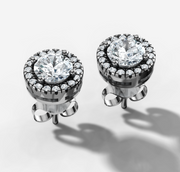 Round Diamond Halo Stud Earrings | Jewelverra