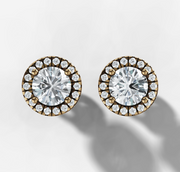 Round Diamond Halo Stud Earrings | Jewelverra
