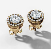 Round Diamond Halo Stud Earrings | Jewelverra