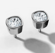 Bezel Set Cushion Diamond Stud Earrings