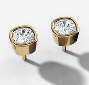 Bezel Set Cushion Diamond Stud Earrings